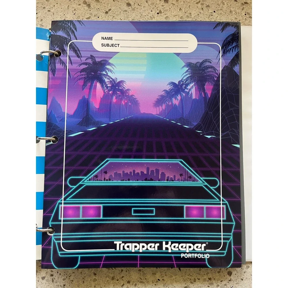 Mead Trapper Keeper Binder Hot Air Balloon Retro 80s 90s Style with 6 Portfolios